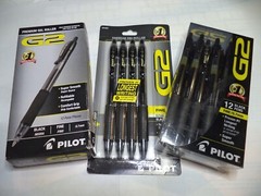 12 Pilot G-2 Retractable Gel ROLLER Pens Fine Point 0.7mm BLACK 31136 31020 10%