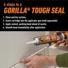 Gorilla 100% Silicone Waterproof Caulk 10 oz, Clear All-Purpose Sealant Glue