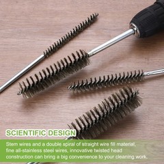 6pcs Pipe Cleaners Brush Set 0.2 Inch Stainless Steel Bristles for Tube Silver