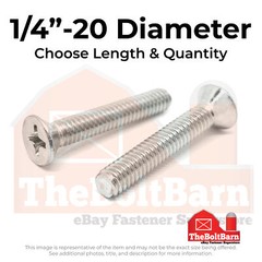 1/4″-20 316 Stainless Steel Phillips Flat Head Machine Screws (Pick Length&Qty)