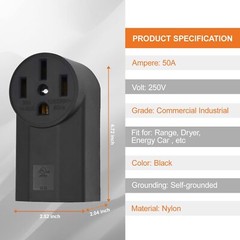 NEMA 14-50R Receptacle 3-Pole 4-Wire Surface Mount Power Receptacle, 250V