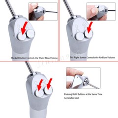 Dental 3 Way Air Water Syringe Triple Spray Handpiece with 2 Nozzles Tips Tubes