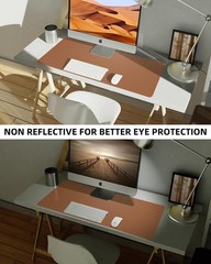 Brown Waterproof PU Leather Desk Pad Non Slip Mouse Pad 23.6 x 13 Inch