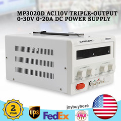 0-30V 0-20A DC Lab Power Supply Regulated 60Hz AC 110V Portable Adjustable+ Line