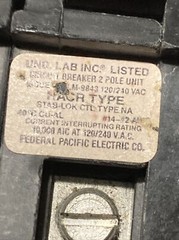 NA240 FPE Federal Pacific 40 Amp 2 Pole Stab-Lok Black Handle / White “40”
