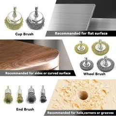 10pack Wire Wheel Cup Brush Set for Drill Abrasive with 1/4″ Hex Shank,Extn. Rod