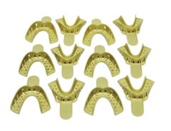 Dental Plastic Impression Trays Perforated Autoclavable Lower Medium #4 12 Pcs