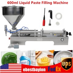 600ml Liquid Paste Filling Machine Pneumatic Bottle Pack Piston Filler + Hopper