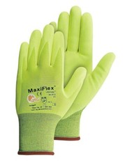 PIP 34-874FY MaxiFlex Ultimate HI VIS Micro Foam Nitrile Grip WORK GLOVES 6 PAIR