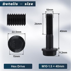 M101.5 x 40mm 10 pcs Alloy Steel Flanged Washer Head Hex Bolts, ExtraLarge Wa…