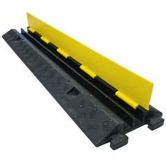 Electriduct 2 Channel Heavy Duty Rubber Cable Protector – Yellow Lid, Black Base