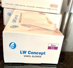 LW Concept Disposable Clear Vinyl Gloves XL 100/box Powder Free Lot of 4