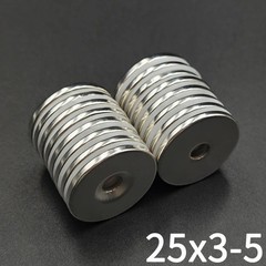 5/10 Pcs 25×3-5 Magnet 25mm X 3mm Hole 5mm Round Super Powerful Strong Permanent