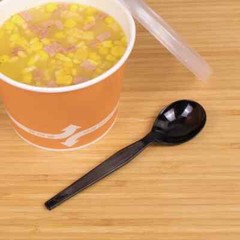 Karat PS Plastic Medium-Heavy Weight Soup Spoons Bulk Box – Black – 1,000 ct