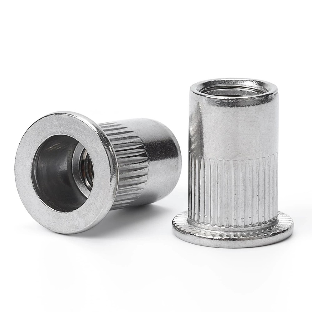 1/4″-20 Rivet Nut, 100Pcs 304 Stainless Steel Flat Head Rivnut Threaded Inser…