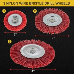 6 pc Abrasive Filament Nylon Bristle Drill Wheel and Cup Brush Set, 1/4″ Drill