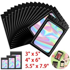 100/200Pcs Holographic Mylar Foil Bags Smell Proof Resealable Zip Seal Pouches