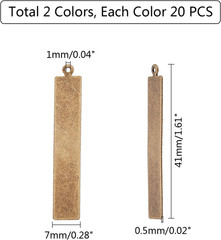 40Pcs 2 Colors Brass Engraving Blanks, 1.6 X 0.2 Inch Rectangle