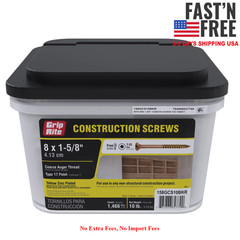Grip-Rite #8 x 1-5/8 in. Star Drive Gold Construction Wood Screw 10 lb, NEW USA