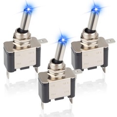 3 PCS LED Lighted Rocker Toggle Switch, 12V SPST 3 Pin 2 Position ON/Off Rock