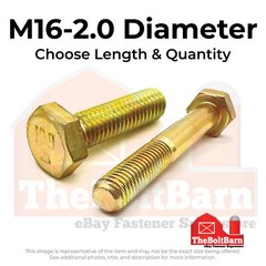 M16-2.0 Class 10.9 Hex Cap Screws Zinc Yellow (Choose Length & Qty)