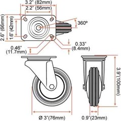 12 pack 3″ Swivel Caster Wheel Rubber Base with Top Plate & Bearing Heavy Duty29