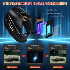 Panoramic 180° View True Color Auto Darkening Welding Helmet with 4 Arc Sensors