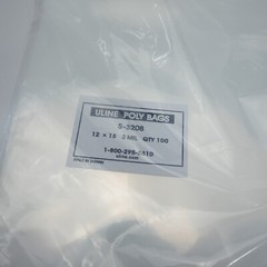 100 Uline S-3208 3 Mil 12″ x 18″ Clear Poly Bags Sleeves Open End
