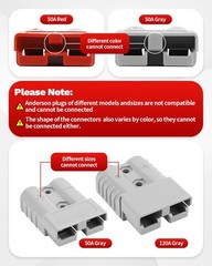50A 600V Quick Disconnect Battery Connectors 7/8/10/12 AWG 2PCS Gray Battery