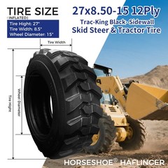 4 27×8.50-15 / 27×8.5-15 12PR SKID STEER TIRES HAFLINGER TRAC-KING LRF Super HD