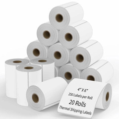 20 Rolls label 4×6 Direct Thermal Shipping 5000 labels Zebra Eltron ZP450 2844