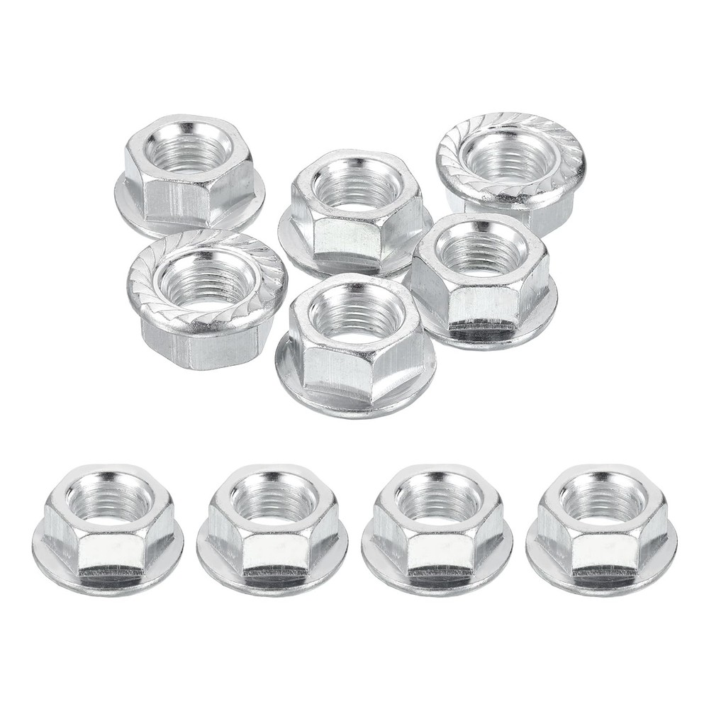 PATIKIL M14x1.5mm Serrated Flange Hex Lock Nuts, 10Pcs Metric Fine Thread Car…