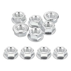 PATIKIL M14x1.5mm Serrated Flange Hex Lock Nuts, 10Pcs Metric Fine Thread Car…