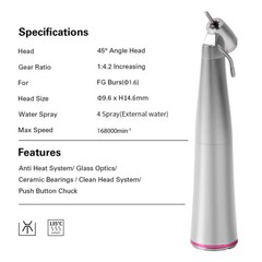 Dental 1:4.2 Increasing 45Degree LED Contra Angle Surgical Fiber Optic Handpiece