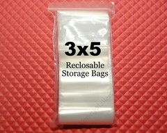 300 Reclosable Storage Bags 3”x 5” Clear 2 Mil Food Grade Zip-Top Baggies 3×5