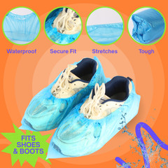 100 Pack Waterproof Shoe Covers Disposable, Premium Non-Slip Recyclable CPE Shoe