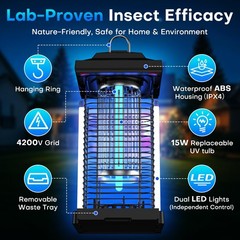 Avaxo Bug Zapper Outdoor Wavelength Uv 50000H Led Lamps 1/2 Acre Coverage 5