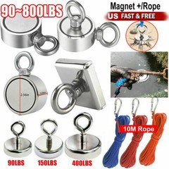 Fishing Magnet Neodymium Super Pull Force Hook Retrieving Treasure Hunt +/ Rope