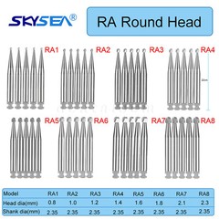 1-10* 8 Types Dental Round Carbide Bur for Slow Speed Latch Type RA 1# – 8# Burs