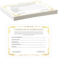 12 Pieces 5 x 7 Inch Certificate of Authenticity Gold Foil Premium Certificat…