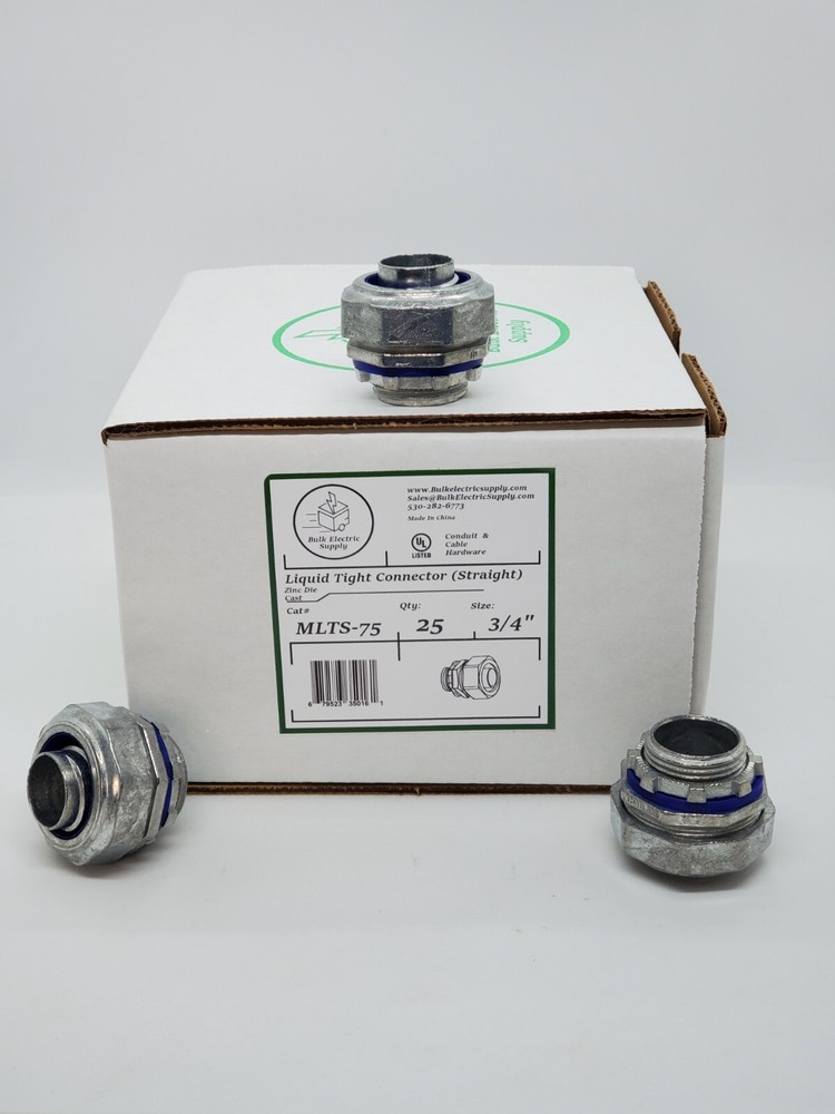 3/4″ Metallic Liquid Tight Straight Connector ( 25 Pack). Zinc Die Cast