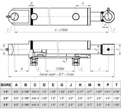 Hydraulic Cylinder Welded Double Acting 2″ Bore 12″ Stroke Tang 2×12 WTG NEW