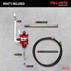 Fill-Rite FR152 Fuel Transfer Piston Hand Pump With Hose And Nozzle Spout