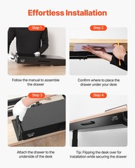 VEVOR 22 in Under Desk Drawer Organizer Slide-out Drawer Space Saver