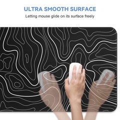 DIGSOM Gaming Mouse Pad, Black with 31.5L x 11.8W inches, Topographic