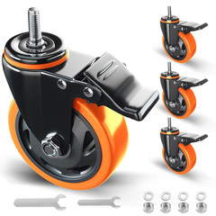 Stem Caster Wheels 4 inch Heavy Duty Threaded Stem Mount Casters Set of 4 with A