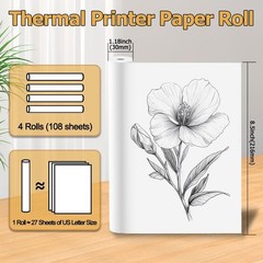 4 Rolls A4 Thermal Printer Paper 8.5×11″ for M08F M832 M834 Portable Printer