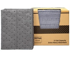 Heavyweight Universal Oil-Absorbing Pads (Grey) 10 inch x 13 inch – Pack of 100