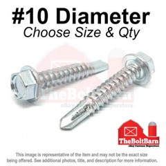 #10 Hex Washer Head Self Drilling Sheet Metal Screws Zinc (Pick Length & Qty)