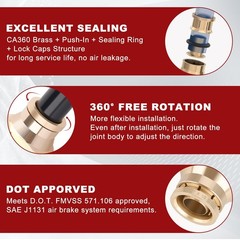 1/2″ Quick Push to Connect Fittings Brass Union Straight Joint DOT Approved 1…